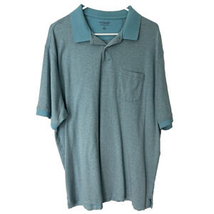 Roundtree & Yorke Silky Finish Collection Polo, Aqua/Grey Stripe, Men's XL
